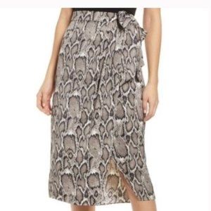AFRM Snake Skin Wrap Midi Skirt
